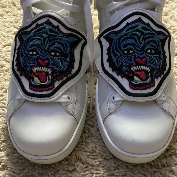 Gucci Shoes Gucci 4784 White Calfskin Ace Ayers Sequin Web Cat